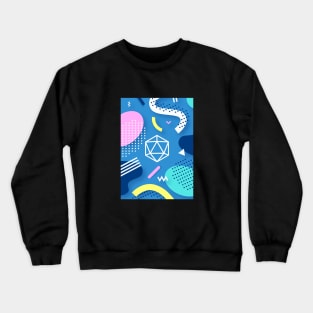 Retro Memphis Blue Polyhedral 20 Sided Dice Tabletop RPG Crewneck Sweatshirt